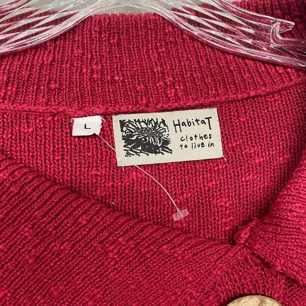 Habitat Womens Sweater Red Large Lagenlook Pullover Button Knit Boxy Casual Top - Picture 12 of 13